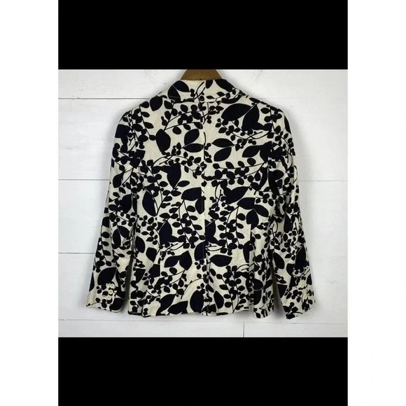 VTG Chadwick Classics Women's 4P Linen Cotton Blazer Jacket Ivory Black Floral - Picture 2 of 7